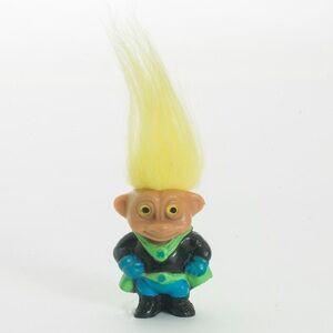 Vintage Soma Yellow Hair Superhero Mini Troll Doll 2” Tall